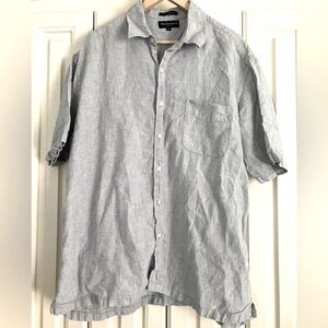 Austin Reed London‎ XL 100% Linen Short Sleeved Plaid Button Down Shirt